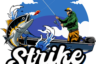 design modern fishing logo in illustrator design
