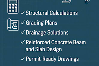 design retaining walls with structural calcs, grading, and drainage plans