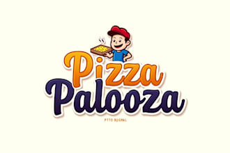 do awesome pizza food delivery mascot logo design