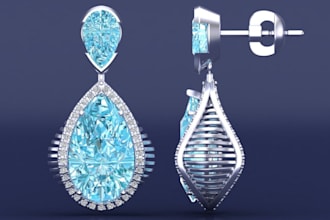 create 3d jewelry design, 3d printed jewelry design, 3d earring, 3d pendant