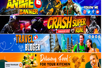 design a stunning youtube banner or channel art that pops