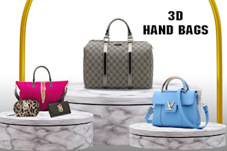 design 3d fashion hand bags modelling and rendering
