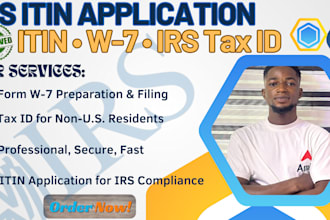 prepare and file your irs itin application form w7 for non resident, US tax id
