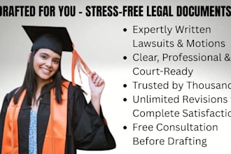 draft lawsuits, complaints, petitions, motions, appeals, mou, injunctions, nda