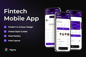 design modern fintech or banking mobile app UI UX