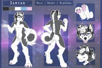 draw custom furry fursona reference sheet nsfw sfw character fursuit design