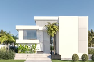 renovate 3d luxury villa apartment,pool deck,facade exterior,garden,rhino render