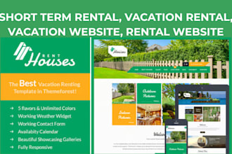 design website for short term rental, vacation rental, vacation website rental