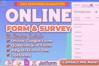 fill 1000 online survey, google form, poll or questionnaire