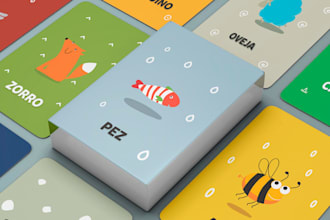 design stunning card game, board game, flash cards, rule book, card box mockup