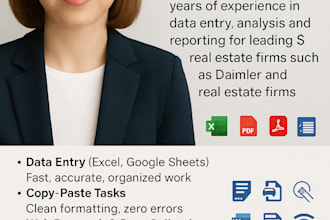deliver german engineered error free data entry, scraping, PDF conv, email lead