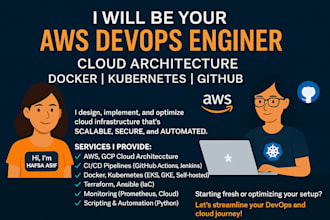 be your AWS devops engineer for cloud architecture, docker, kubernetes, github