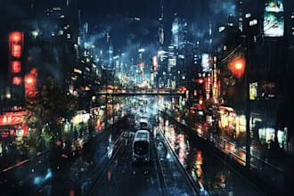 make a cyberpunk city sci fi style for you