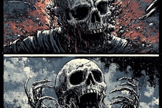 do an brutal, dark, horror, metal art illustration
