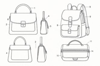 custom bag tech pack technical patern drawings for handbags backpack accessories