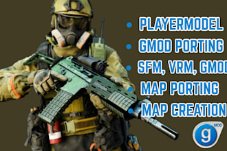 create custom gmod 3d character, vr character, vrm, sfm vrchat, map, playermodel