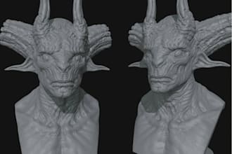 sculpt 3d head bust model 3d face design for 3d printing 3d creature zbrush