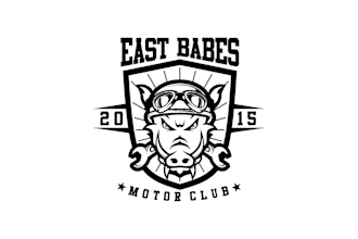 create a motorcycle club logo with a fierce pig head design