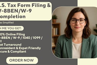 assist you with irs tax forms w9, w8ben, w8bene, and w8eci