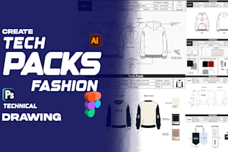 make fashion tech pack and technical drawing for clothing brands