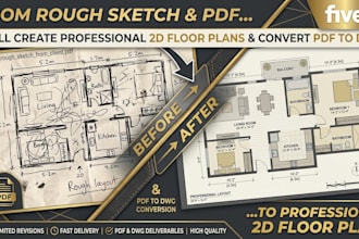 convert PDF to autocad, PDF to cad, 2d floor plan, architectural drawing