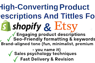 create sales copy for etsy or shopify product