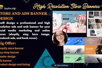 design attractive etsy banner, shopify banner, hero image and landing page