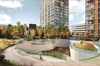 visualize 3d commercial space, render high rise exterior, hotel resort,vr tour