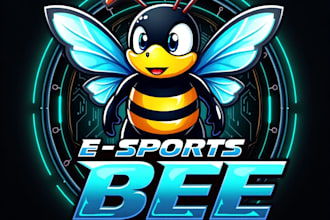 design high quality esport bee mascot logo with free source file