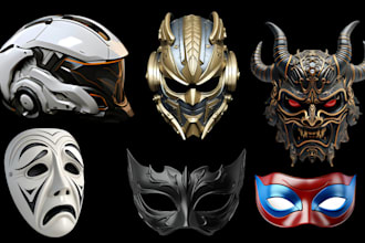 sculpt 3d mask, 3d oni mask wearable 3d cosplay mask futuristic printable mask