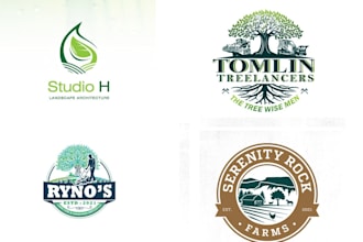 do modern tree, farm, lawn care, agriculture, garden and landscape logo design