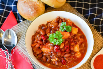 prepare delicious and aromatic beans and sweet soft bread