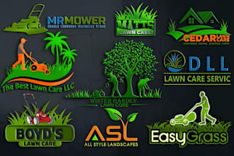 design modern agriculture landscape farm and lawn care logo