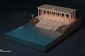 render architecture wood scale model, maquette, conceptual physical model