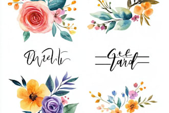 design watercolor logo brand kit floral custom