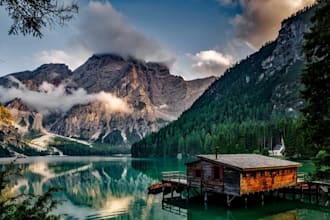 make a beautiful HD wallpaper of lake and forest scenery