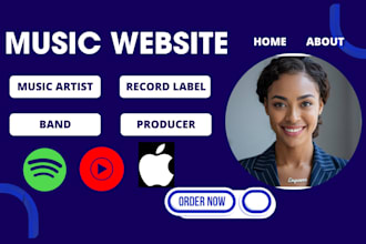 design a stunning music website for artist, musician, dj, record label and band