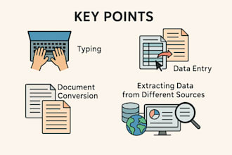 do typing job, data entry work, PDF to word or word to pdf and excel