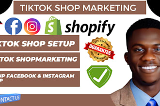 setup tiktok shop, facebook shop, instagram shop or tiktok dropshipping