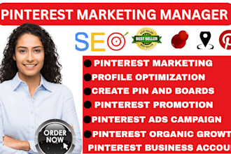create seo optimized pins, posts, and boards as a pinterest marketing manager