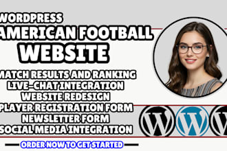 american football website, sports team website football academy and blog website