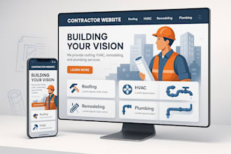 design plumbing, cleaning, roofing, hvac, construction website