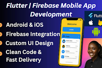 develop cross platform mobile apps using flutter, dart, firebase auth, firestore