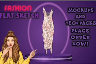 create technical flat sketch and tech pack