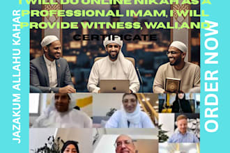 do online nikah as a professional imam, i will provide witness, wali,certificate