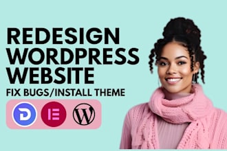 redesign design wordpress website fix wordpress bug install wordpress theme divi