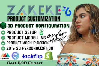 setup zakeke kickflip teeinblue customily 2d 3d product configuration