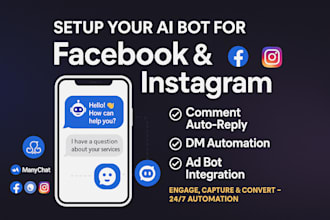 setup manychat for facebook instagram social media flows ai ads engagement bot