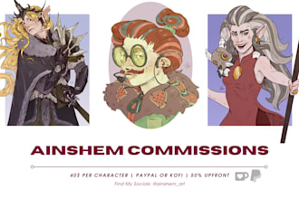 draw original and dnd character art illustration commissions