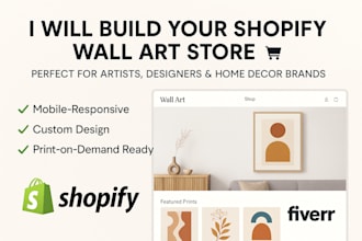 build shopify wall art store or wall decor website home decor for your art brand